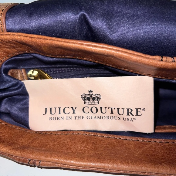 VINTAGE Juicy Couture Y2K Brown Leather Shoulder Bag Purse - Picture 6 of 8